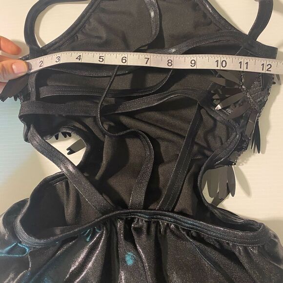 WEISSMAN Elite Dance Costume black fringe glam Do It Like This 15259 LC child - Picture 5 of 9